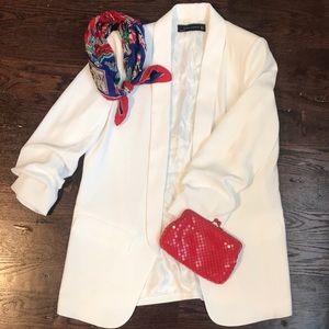 Zara Long White Blazer
